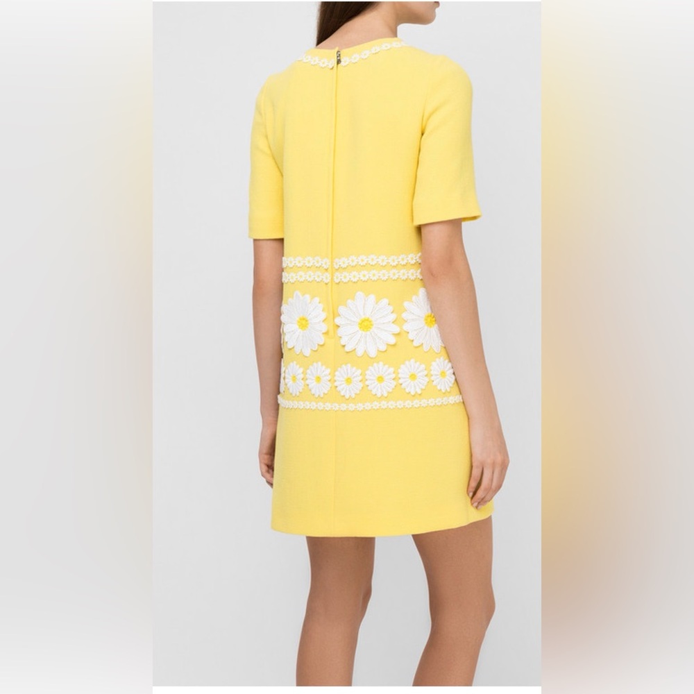 Dolce & Gabbana Yellow Daisy Appliqué Shift Mini Dress - Picture 3 of 5